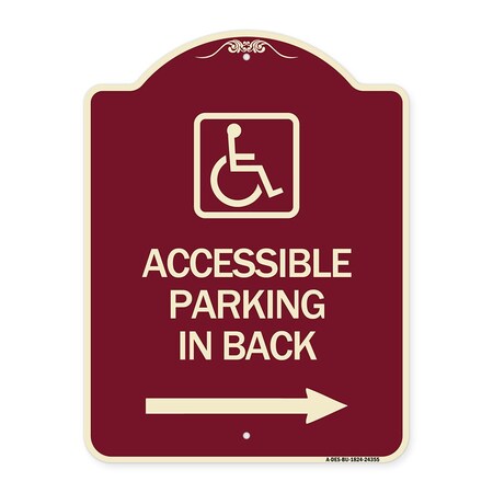 Signmission Accessible Parking on Right Arrow W/ Graphic Heavy-Gauge Aluminum Sign, 24" x 18", BU-1824-24355 A-DES-BU-1824-24355